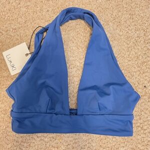 LOKIKI Vibrant Blue Halter Bikini Top